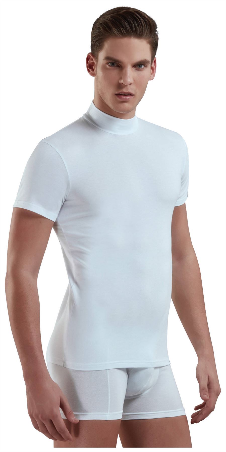 Doreanse Underwear Men's 2730 Cotton Modal Round Neck T-Shirt Black White - Picture 7 of 9