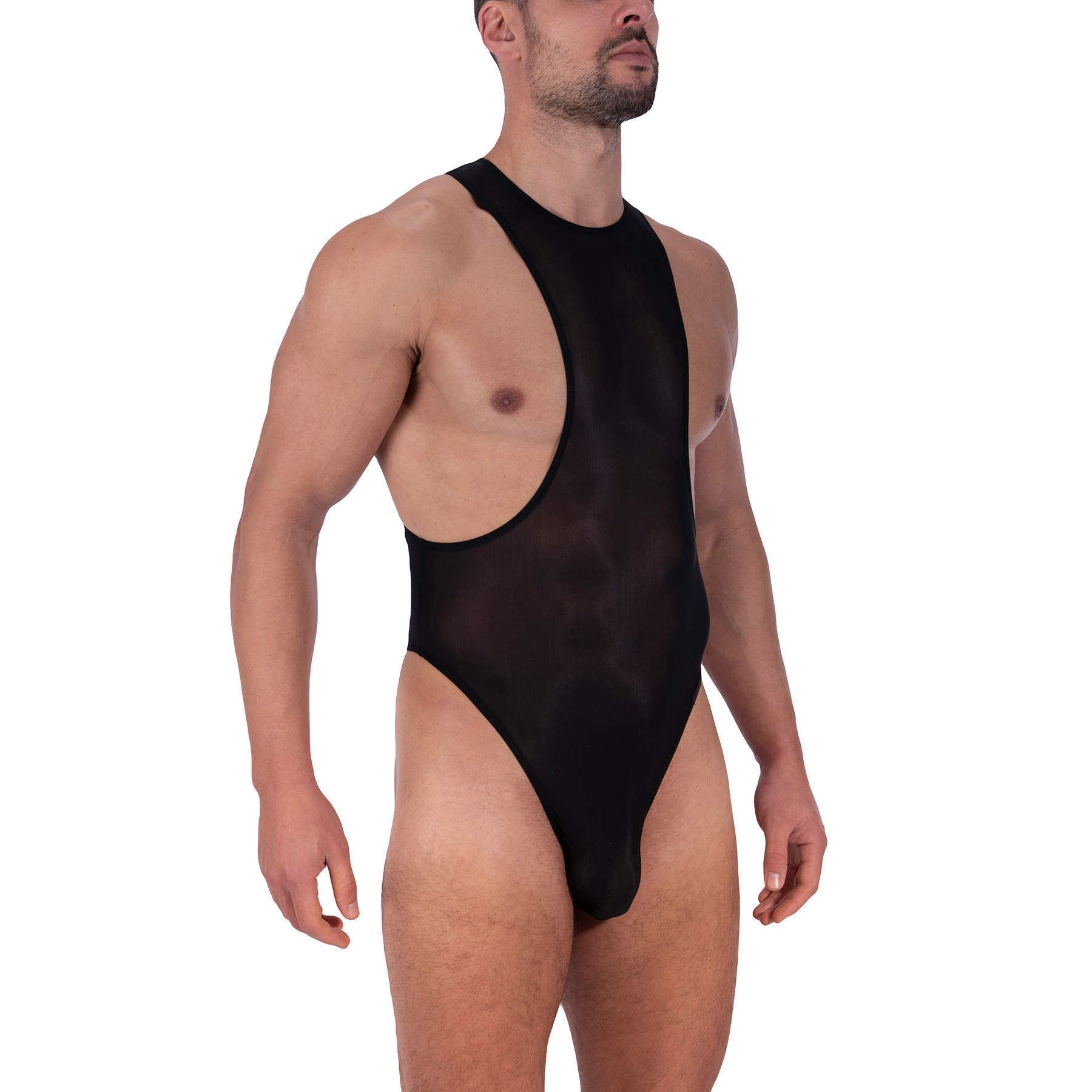 Manstore M2327 Cutout Body men underwear one piece thong see through silky sexy - Picture 2 of 5