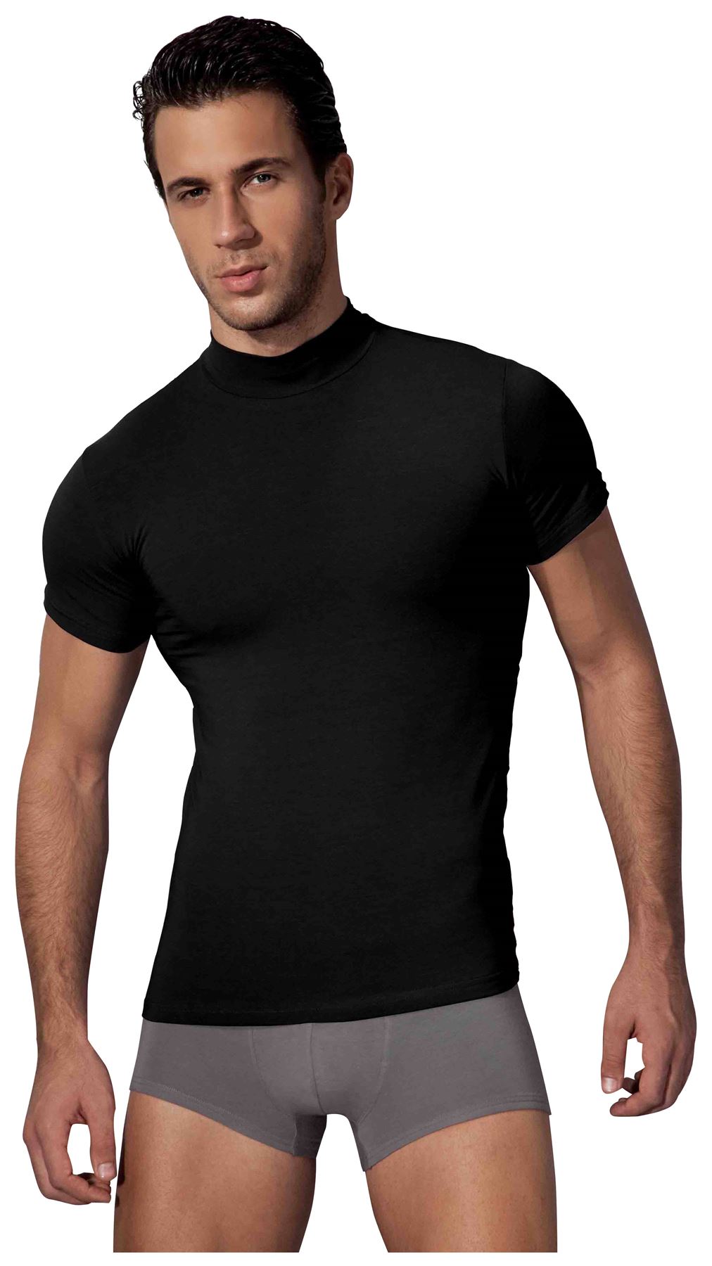 Doreanse Underwear Men's 2730 Cotton Modal Round Neck T-Shirt Black White - Picture 3 of 9