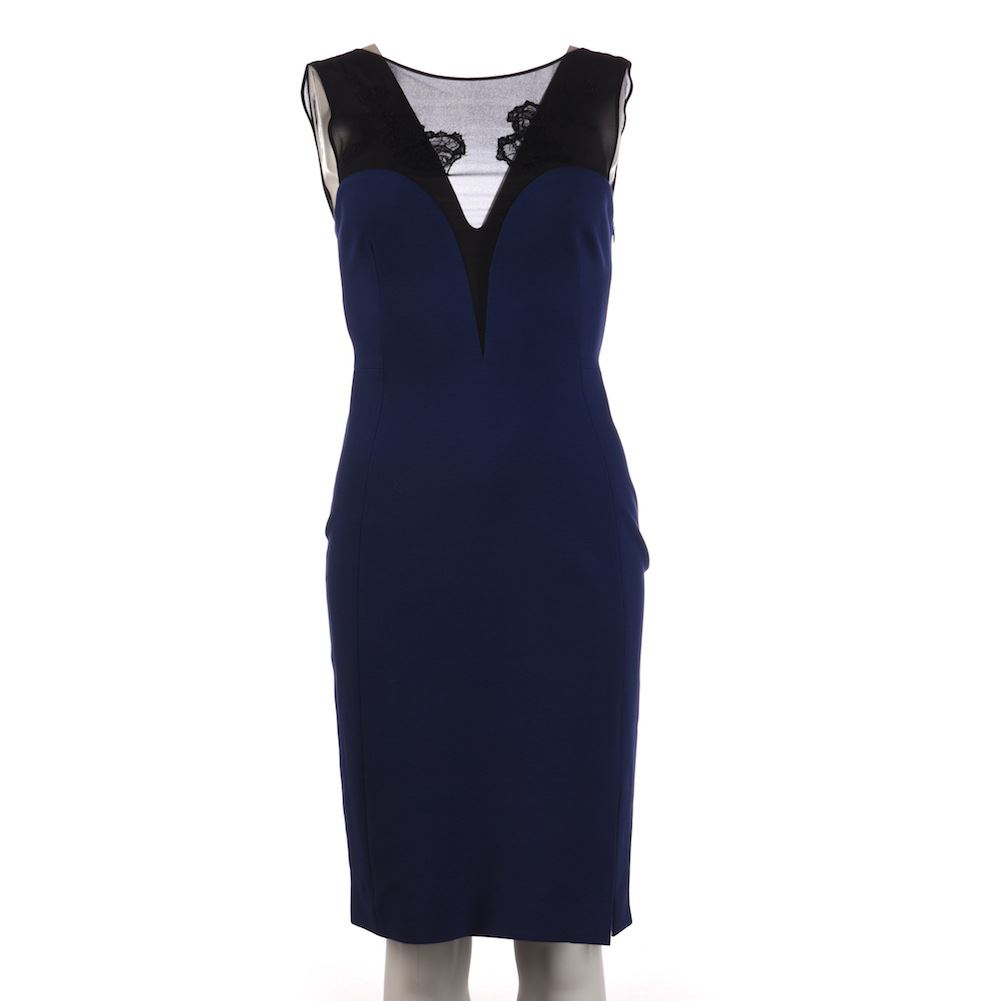EMILIO PUCCI Abito Blu STRETCH FINITURA SETA NERA TAGLIA 40 CG 424 EMILIO PUCCI Abito Blu STRETCH FINITURA SETA NERA TAGLIA 40 CG 424