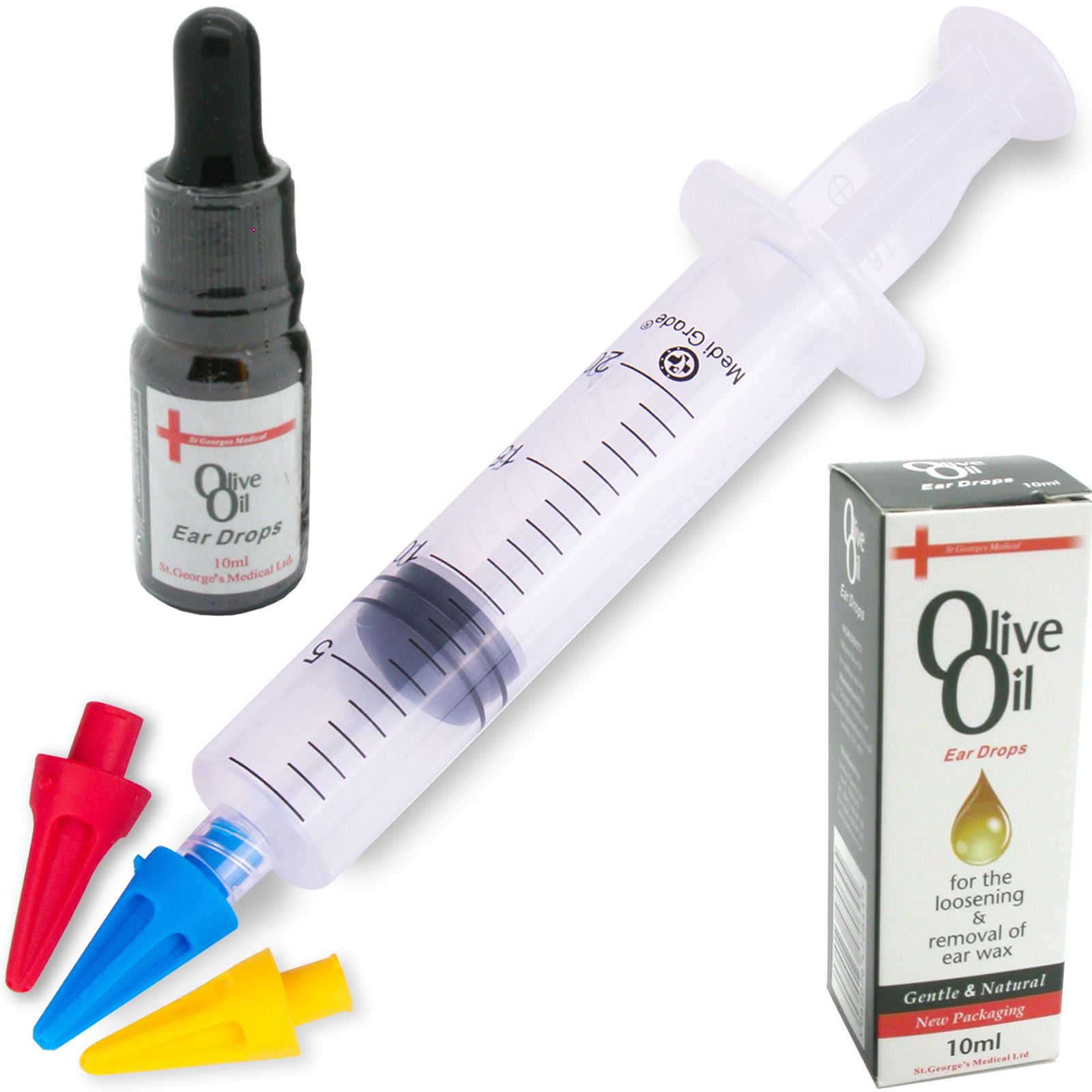 Medi Grade Ear Wax Remover Syringe Kit + Olive Oil Drops Home Cleaner