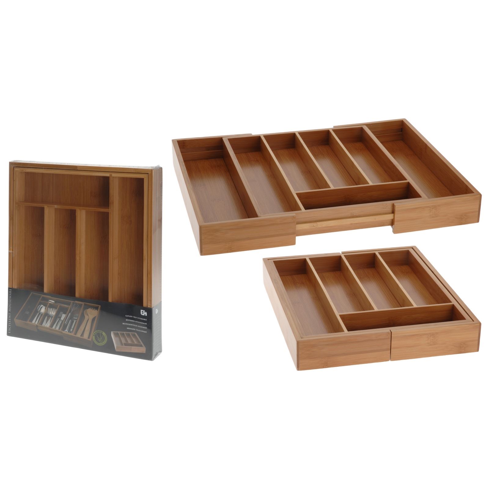 Expandable Cutlery Drawer Tray Bamboo Organiser Extendable Storage
