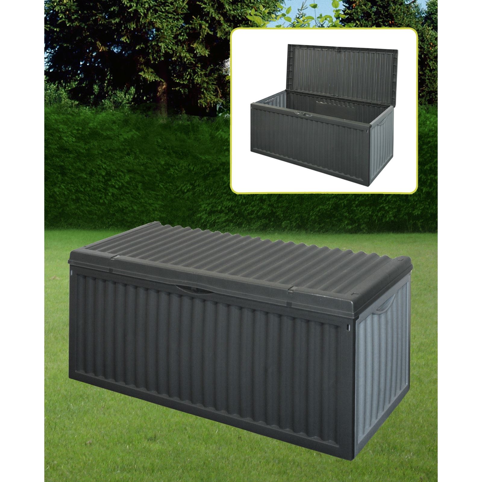 Garden Storage Box Plastic Outdoor Utility Chest Cushion Shed Lid Large