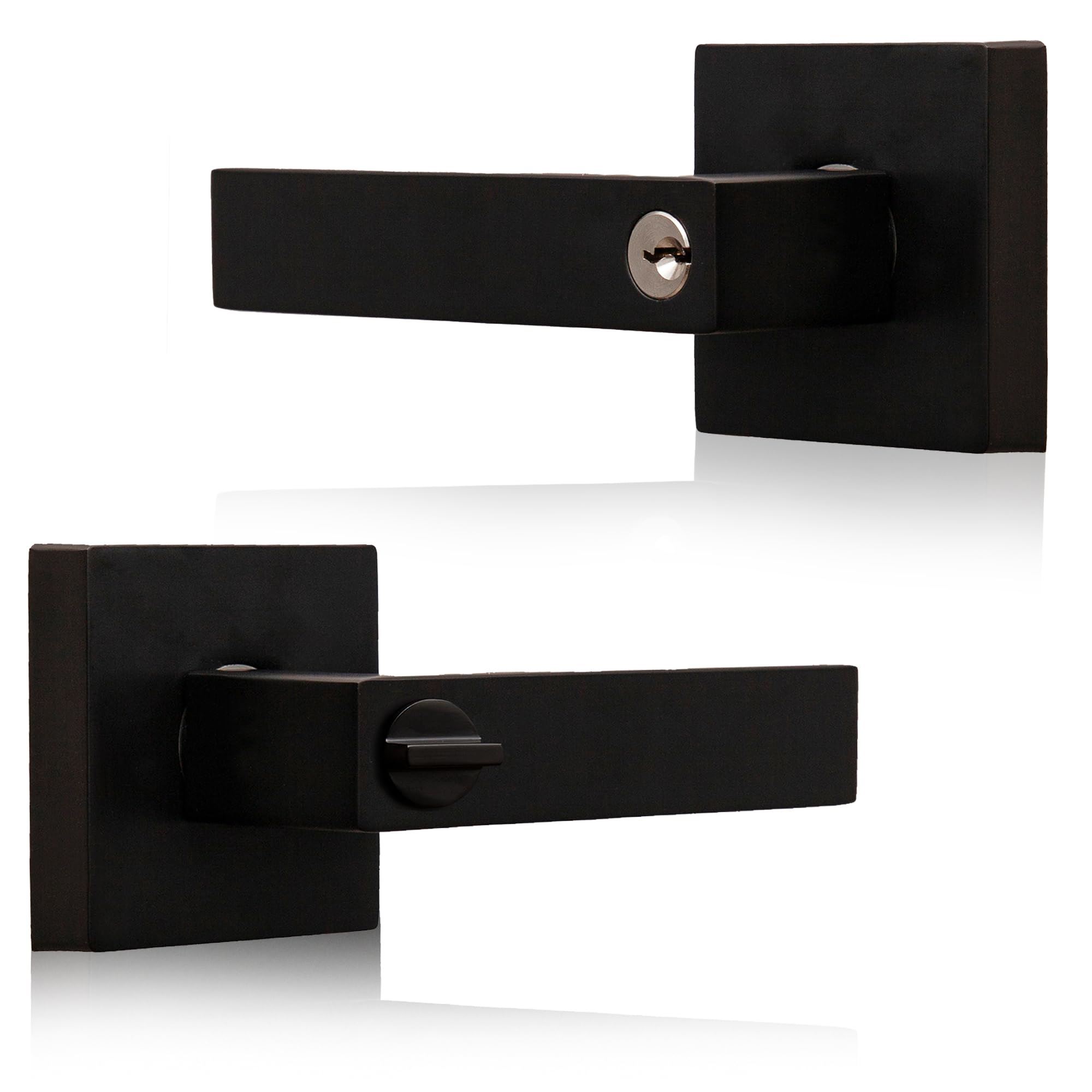 XFORT Quad Entrance Door Handle Set, Handle with Lock for Wooden Doors, Pair - Picture 9 of 35
