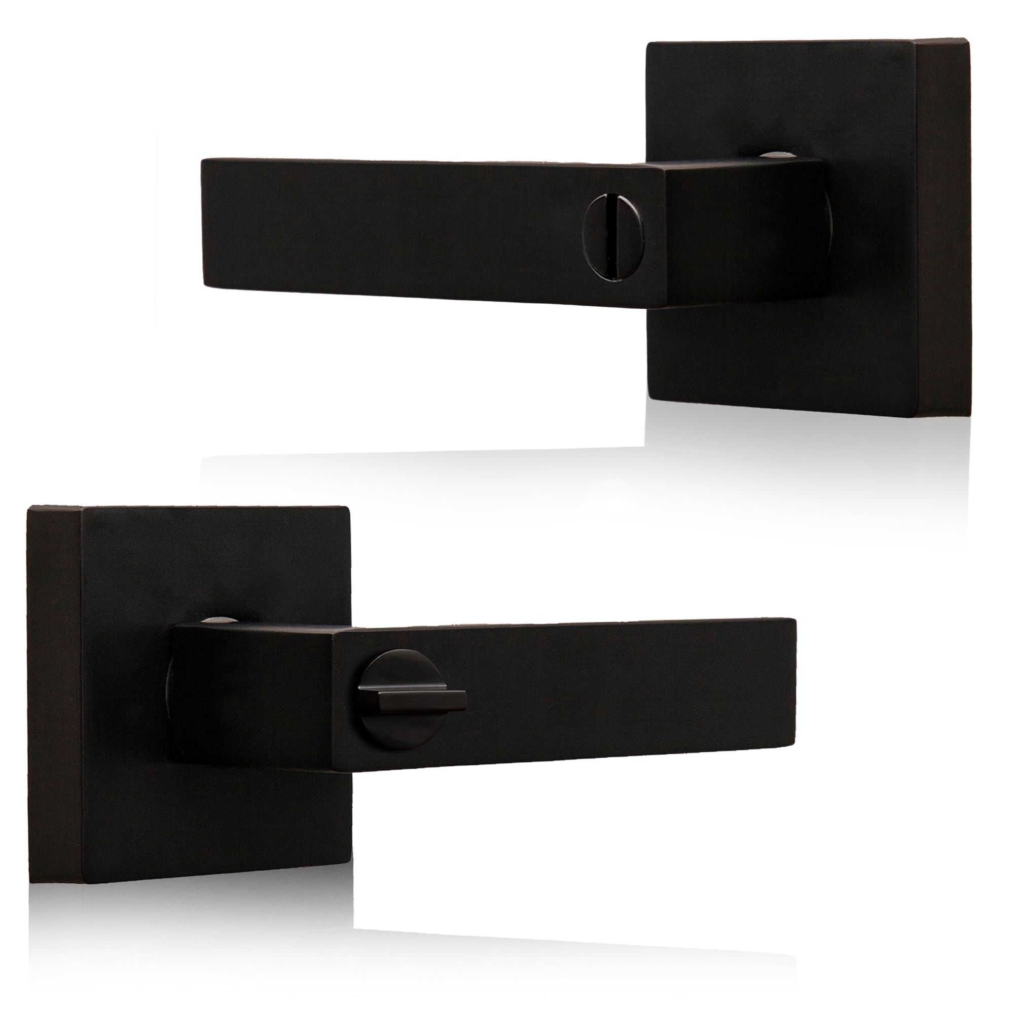 XFORT Quad Privacy Door Handle Set, Handle with Lock for Bathroom Door, Pair - Picture 7 of 23
