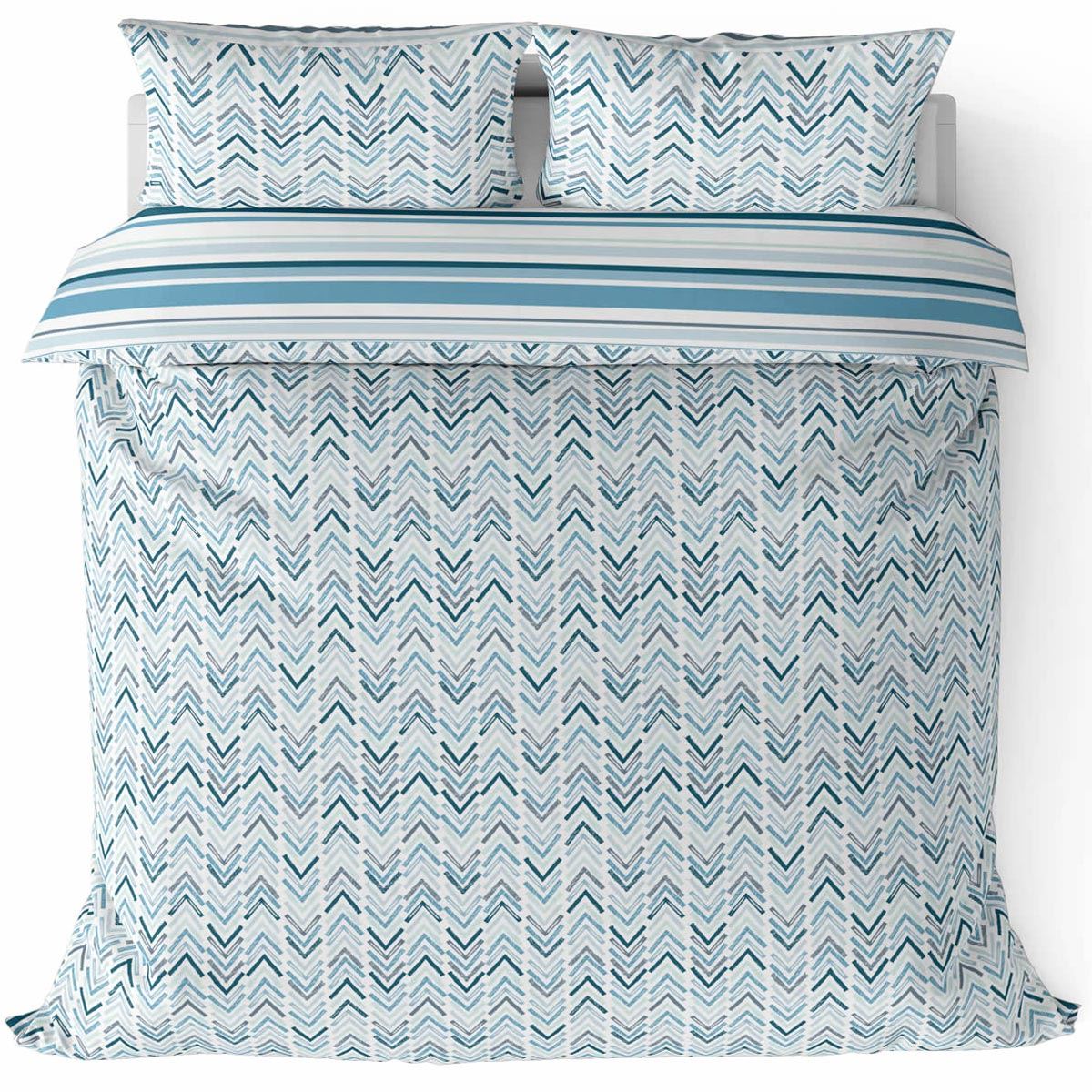 Blue Duvet Cover Navy Teal Printed Cotton Quilt Set Bedding Covers Sets