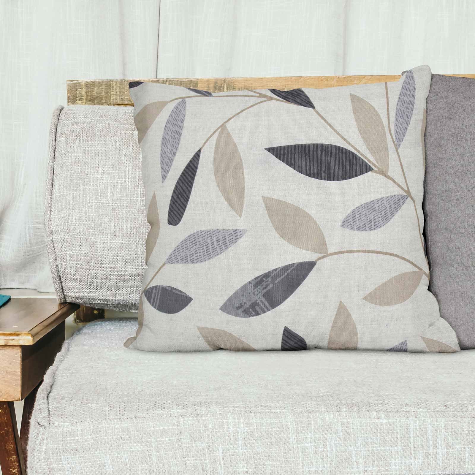 Beechwood Cushion Cover Modern Leaf Printed Cotton Cushion Covers 17" x