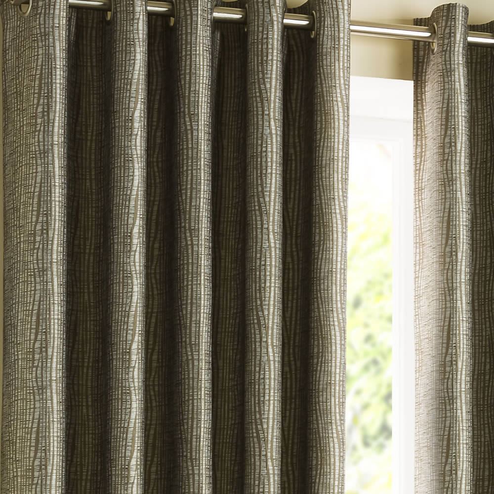 Ziggi Metallic Lined Eyelet Curtains Ready Made Textured Curtain