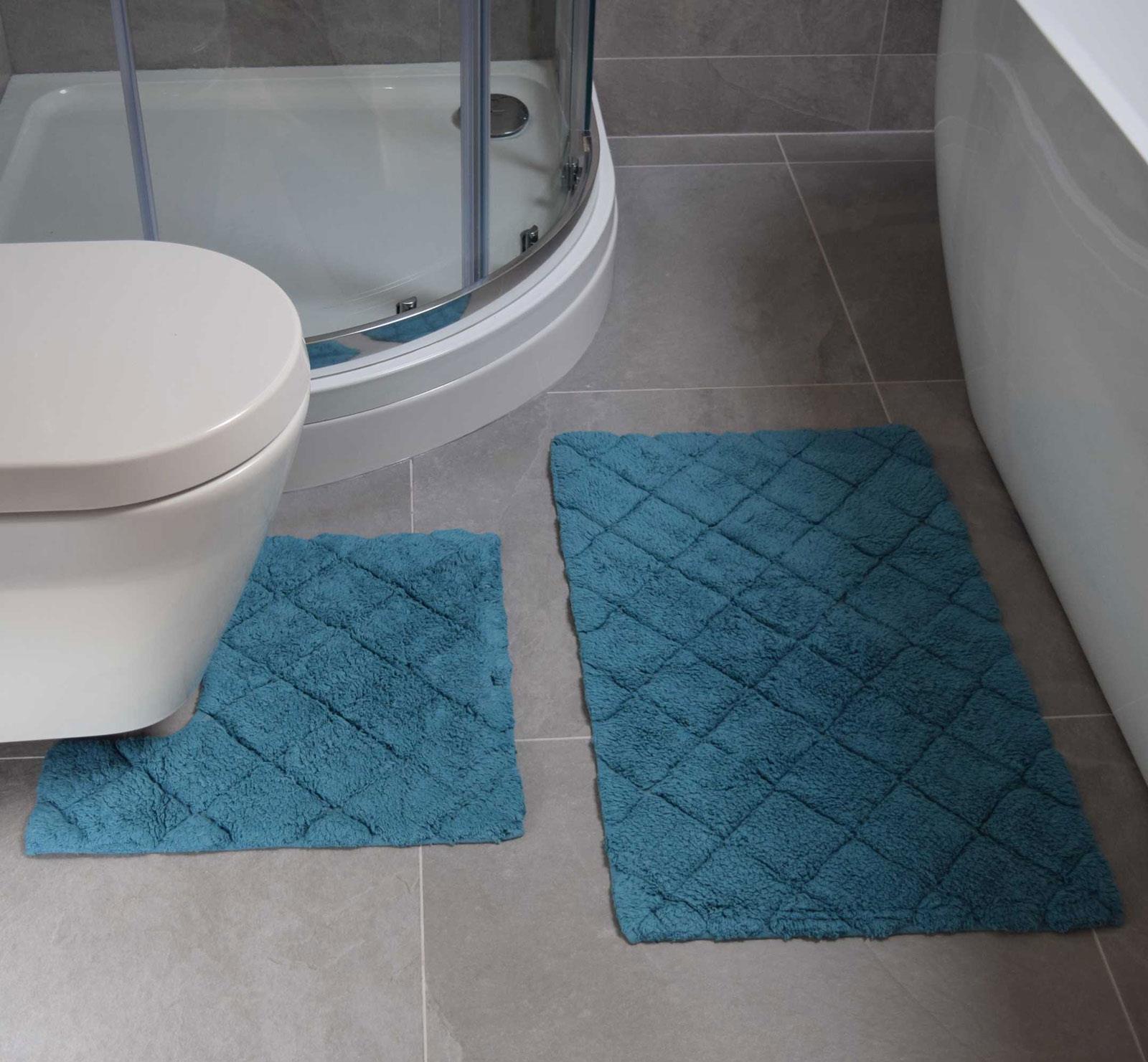 2 Piece Bath Mat Pedestal Set Diamond 100 Cotton Bath Toilet Bathroom Mats eBay