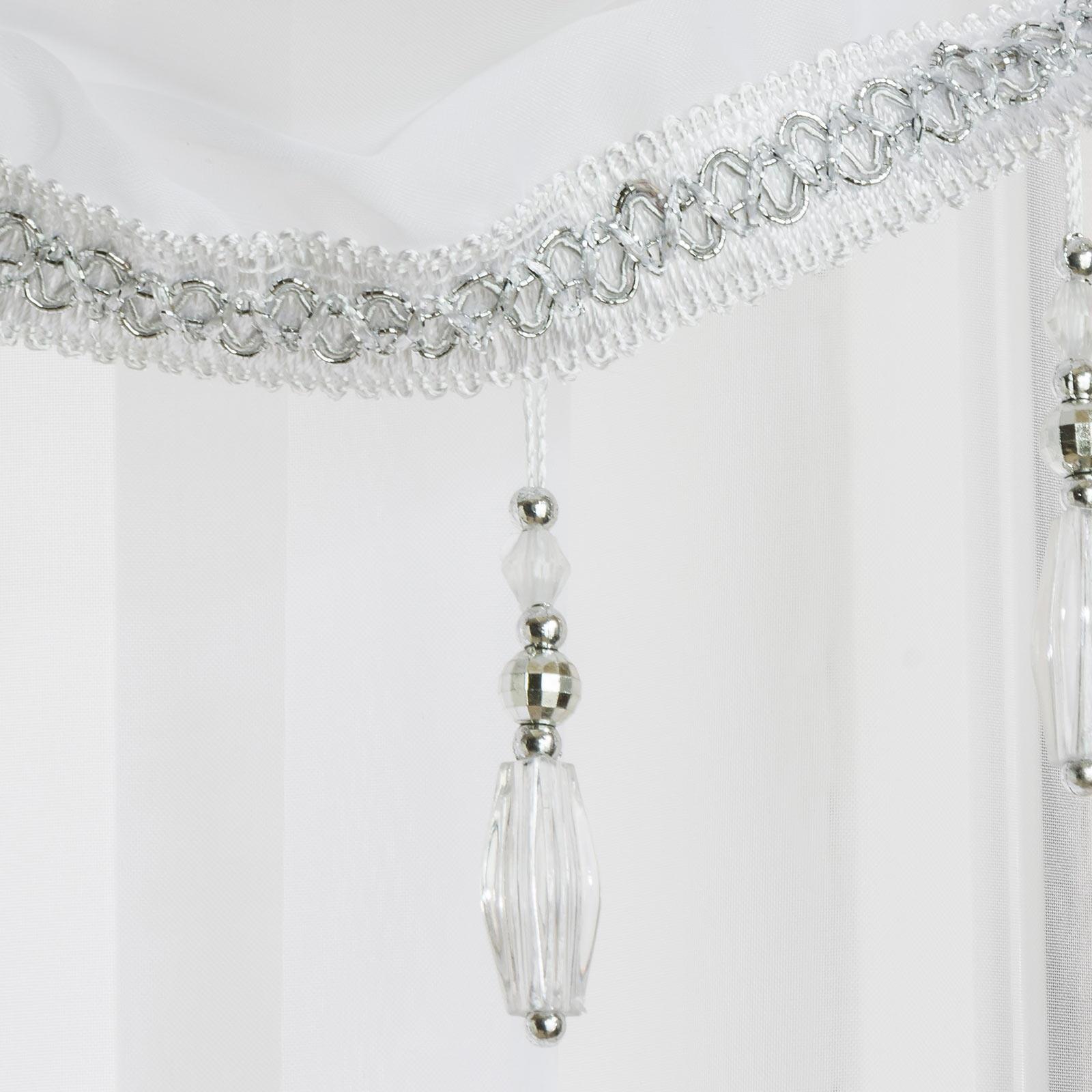 Beaded Voile Swags Sapphire Bling Gem Trim Tassel Valance Pelmet Curtains eBay