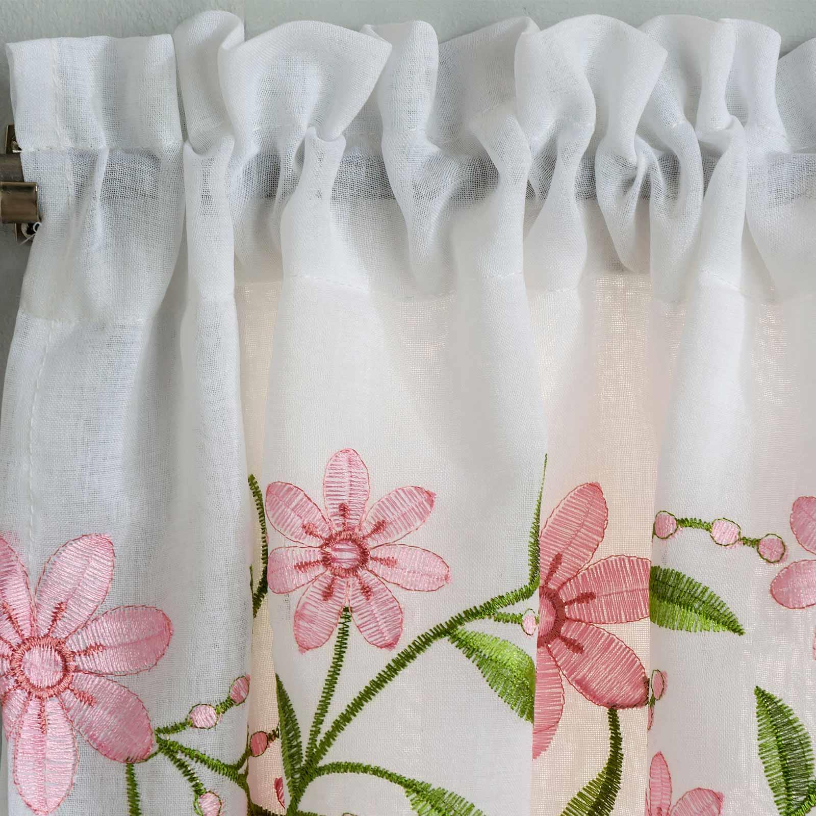 Daisy Lace Floral Curtains Set Complete Window Ready Made Embroidered Yellow