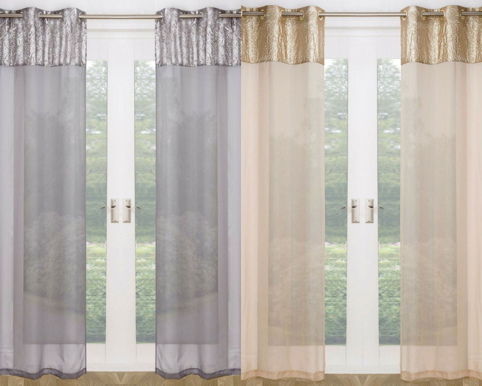 Empire Sequin Bling Eyelet Voile Panels Sheer Ring Top Sparkle