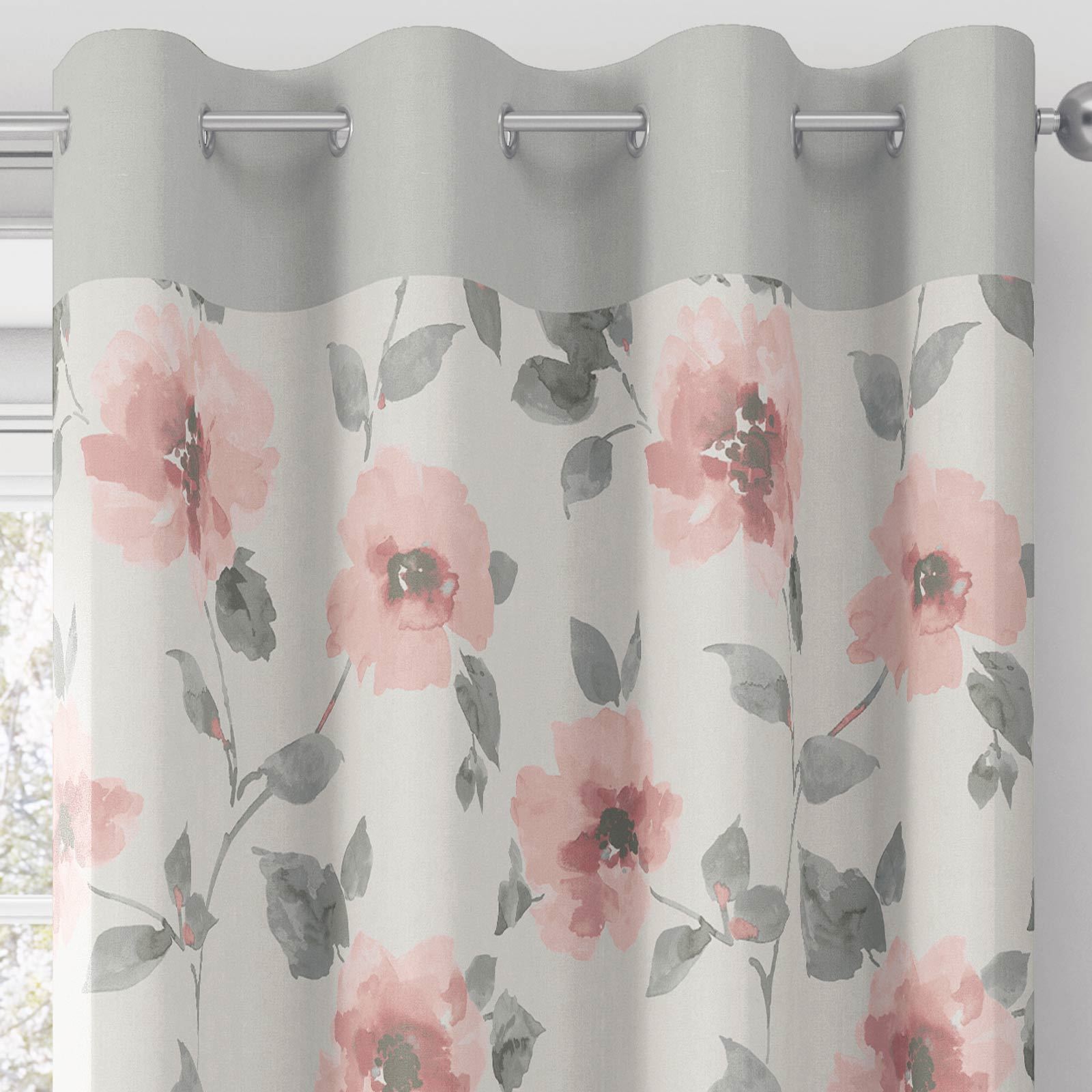 Pink Eyelet Curtains Blush Heather Ready Made Ring Top Curtain Pairs eBay