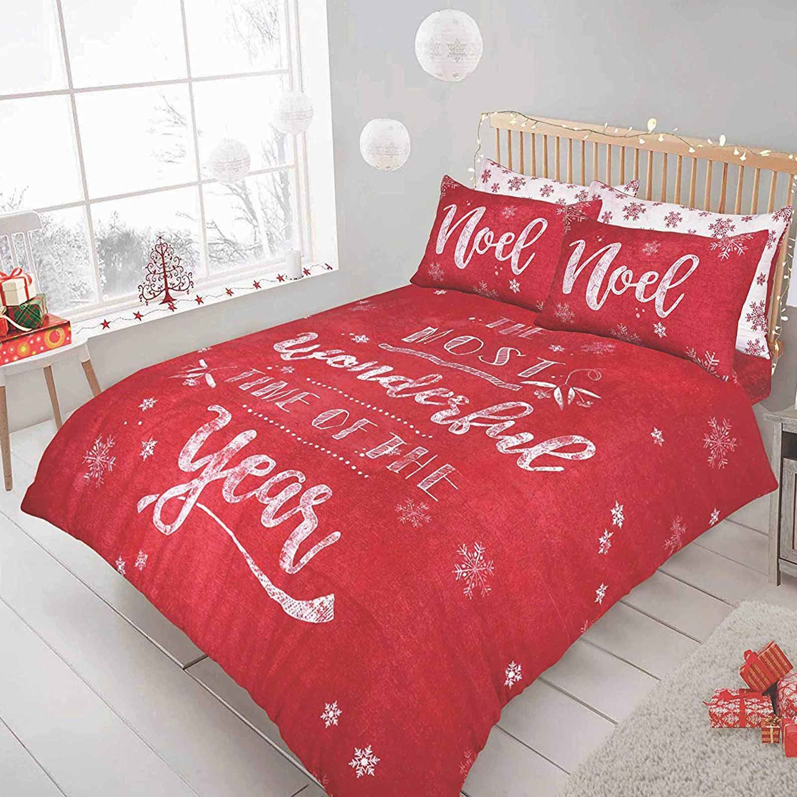 Red Christmas Duvet Cover Xmas Print Quilt Bedding Sets Flamingo