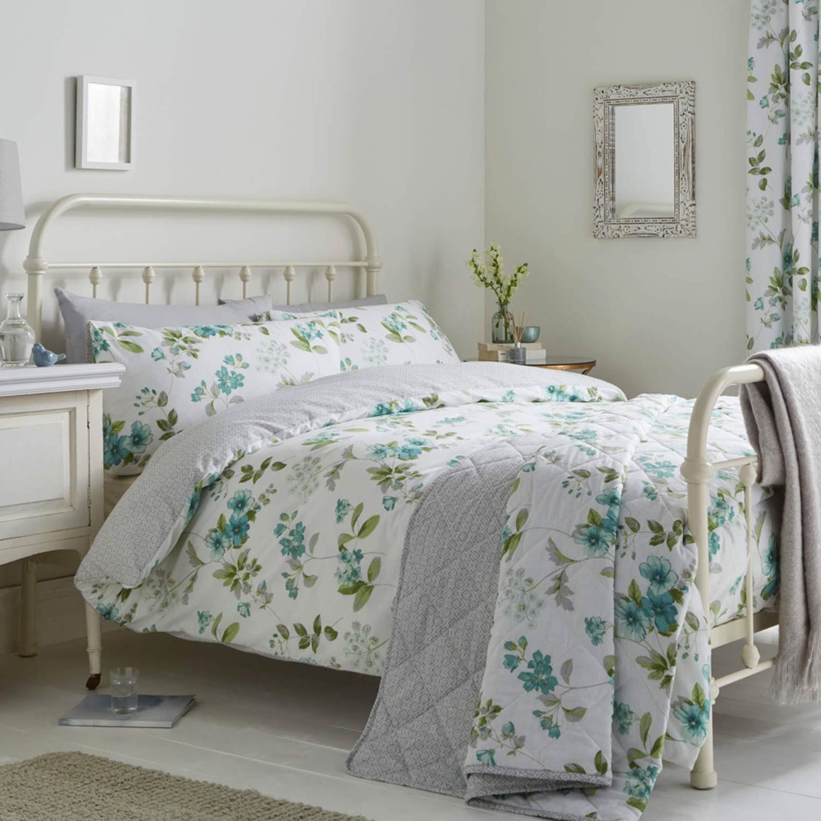 Floral Duvet Covers Lorena Vintage Flower Print Cotton Blend Bedding