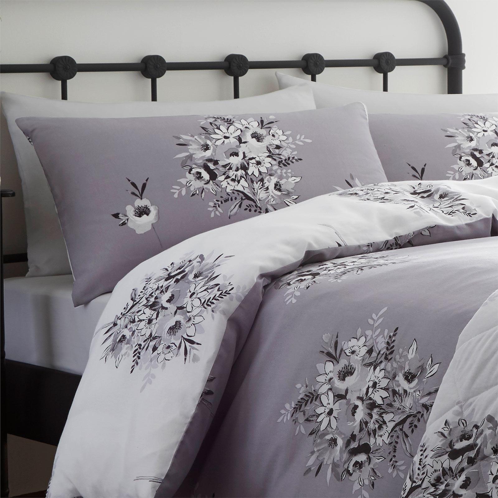 Catherine Lansfield Floral Bouquet Grey Duvet Covers Quilt Cover