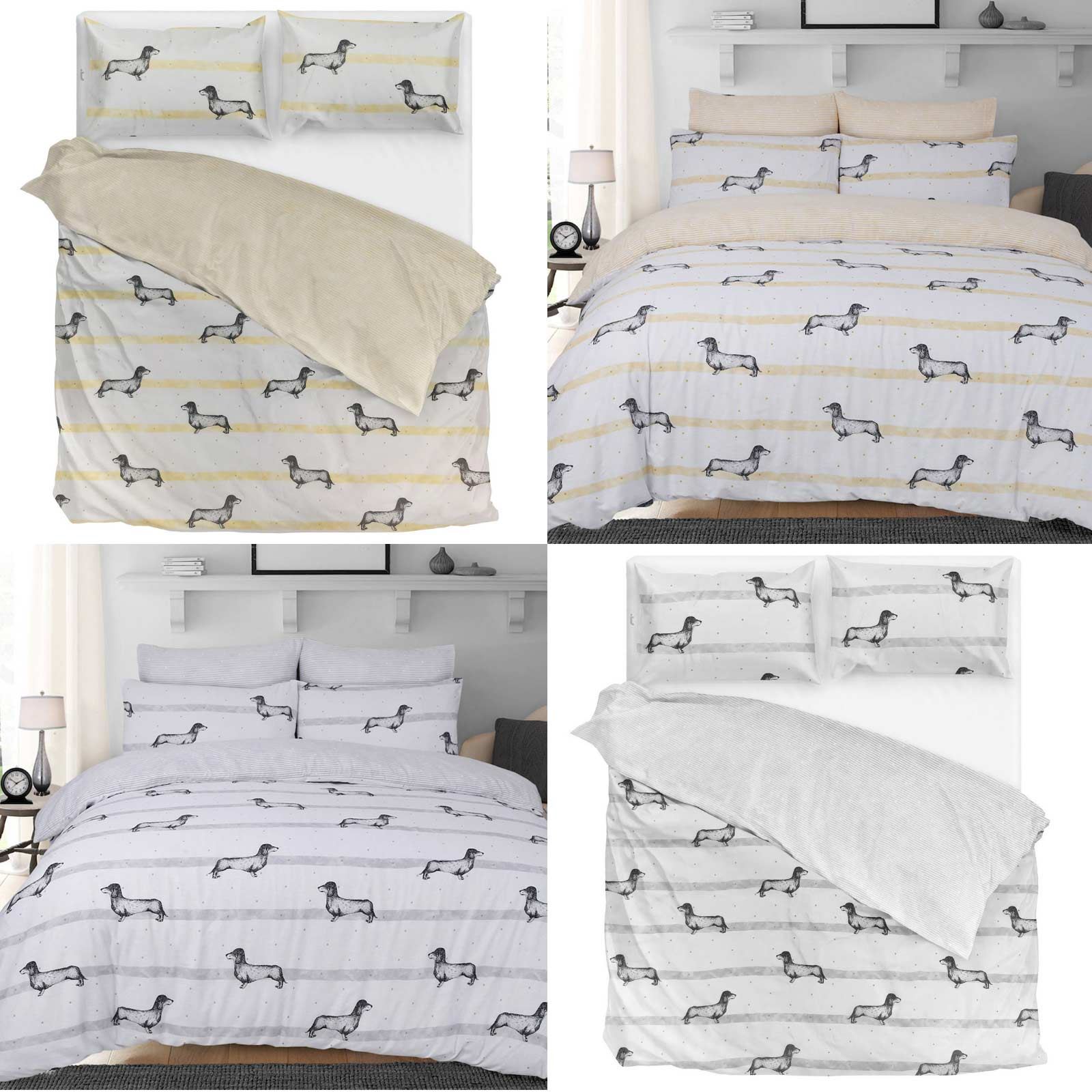 Duvet Covers Sausage Dog Daschund Print Easy Care Quilt Bedding Sets