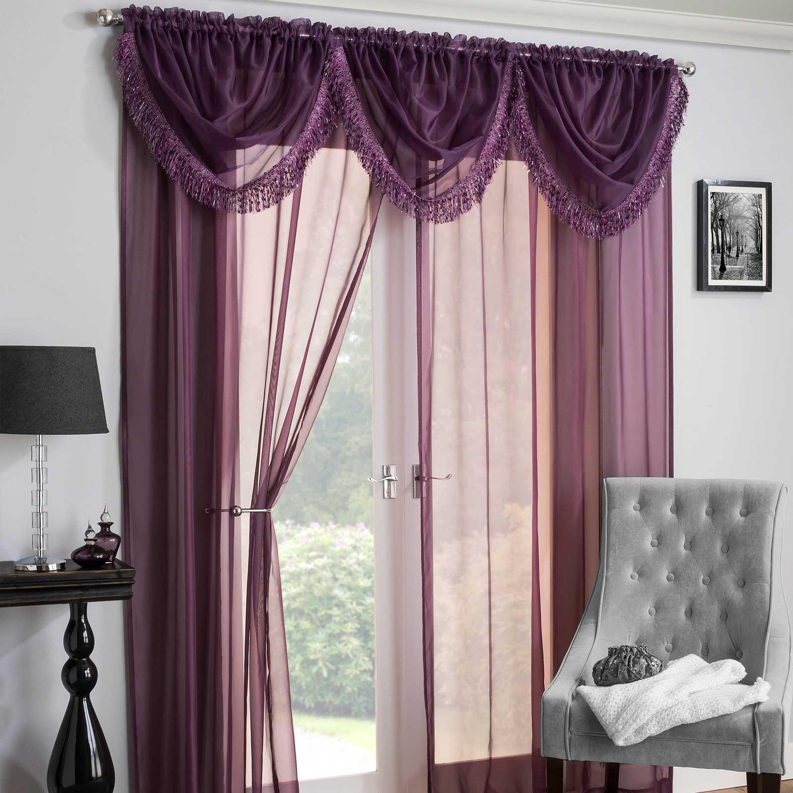 Fringed Voile Swags Savannah Sparkle Tassel Trim Bling Valance Pelmet Curtains Fringed Voile Swags Savannah Sparkle Tassel Trim Bling Valance Pelmet Curtains