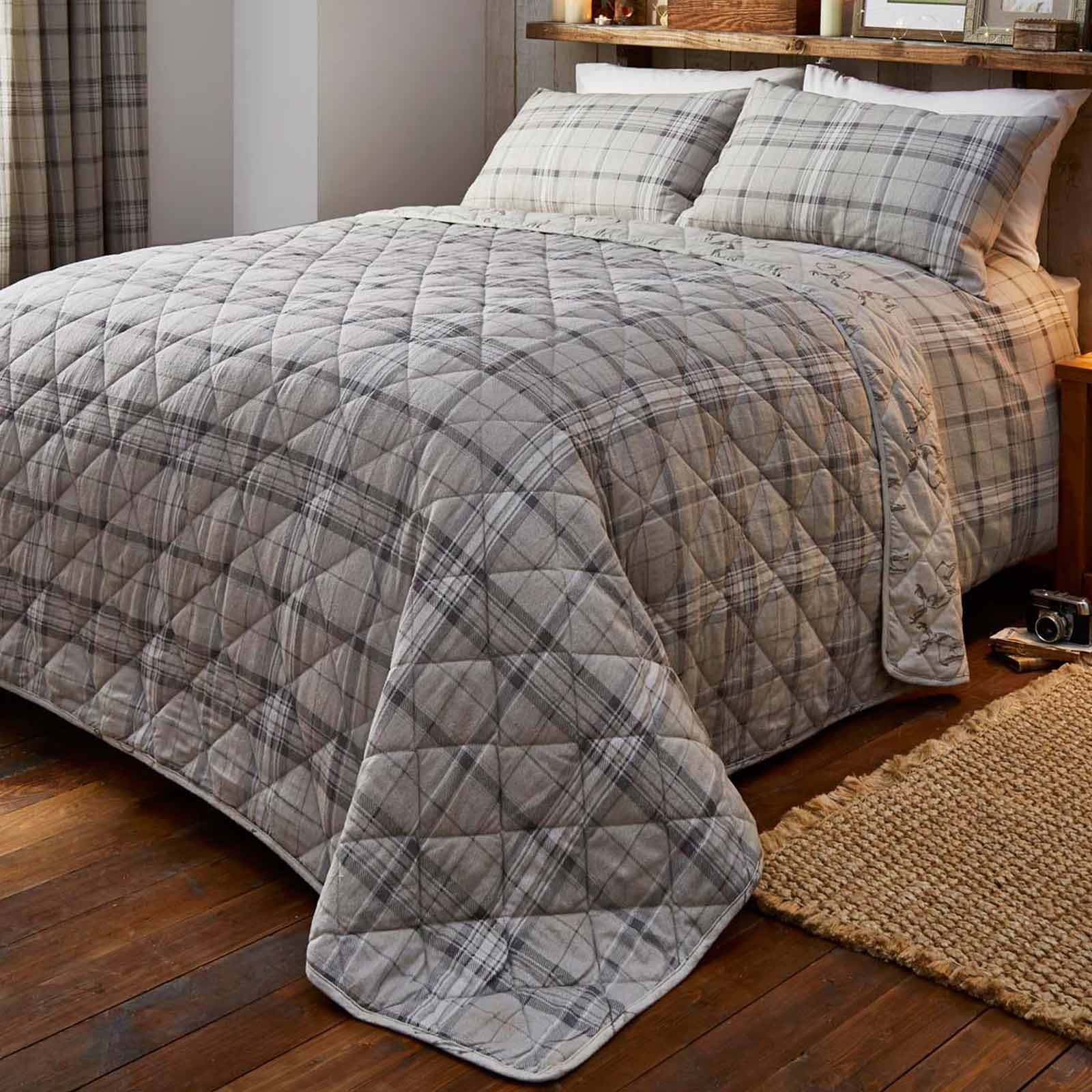 Flannelette Duvet Covers Brushed Cotton Tartan Check Stag Quilt Bedding Sets eBay