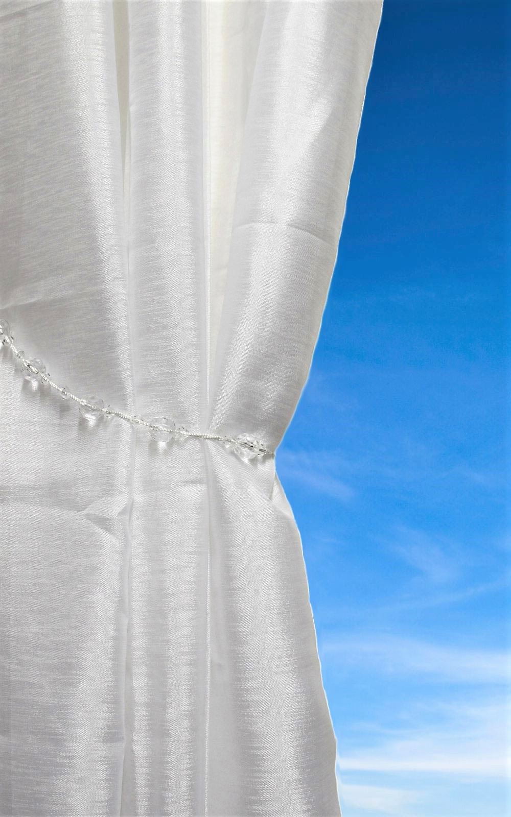 Beaded Crystal Tie Backs Pair Sparkle Gem Tiebacks Set of 2 Voile Hold