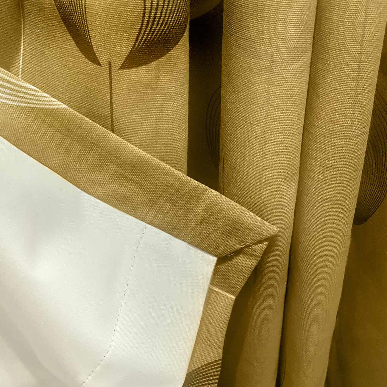 Mustard Eyelet Curtain Pairs Yellow Ochre Ring Top Lined Ready Made