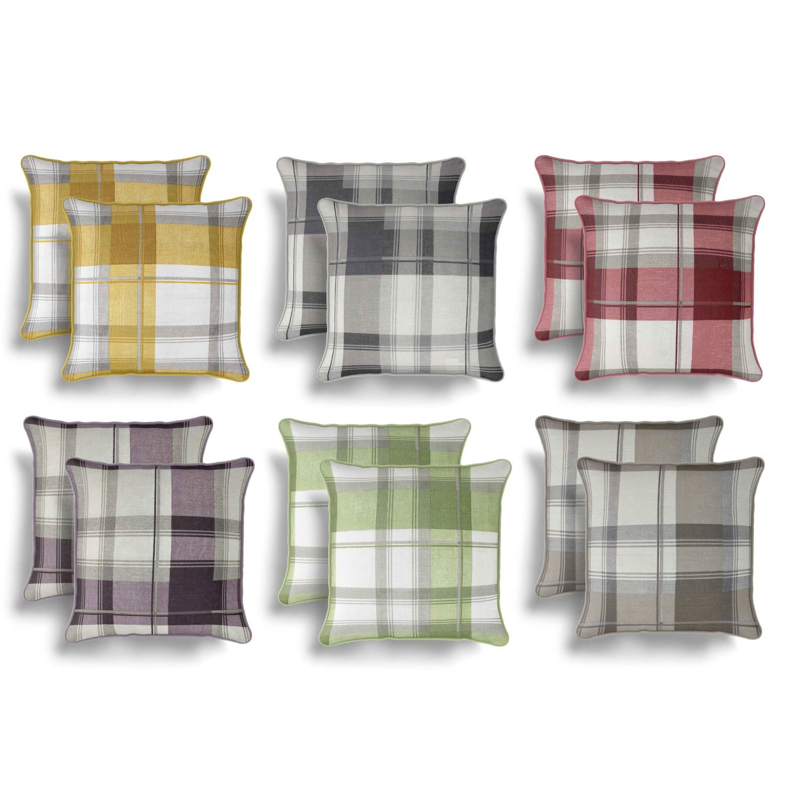 Set of 2 Cushion Covers Balmoral Tartan Check Cushions Cover Pairs 17
