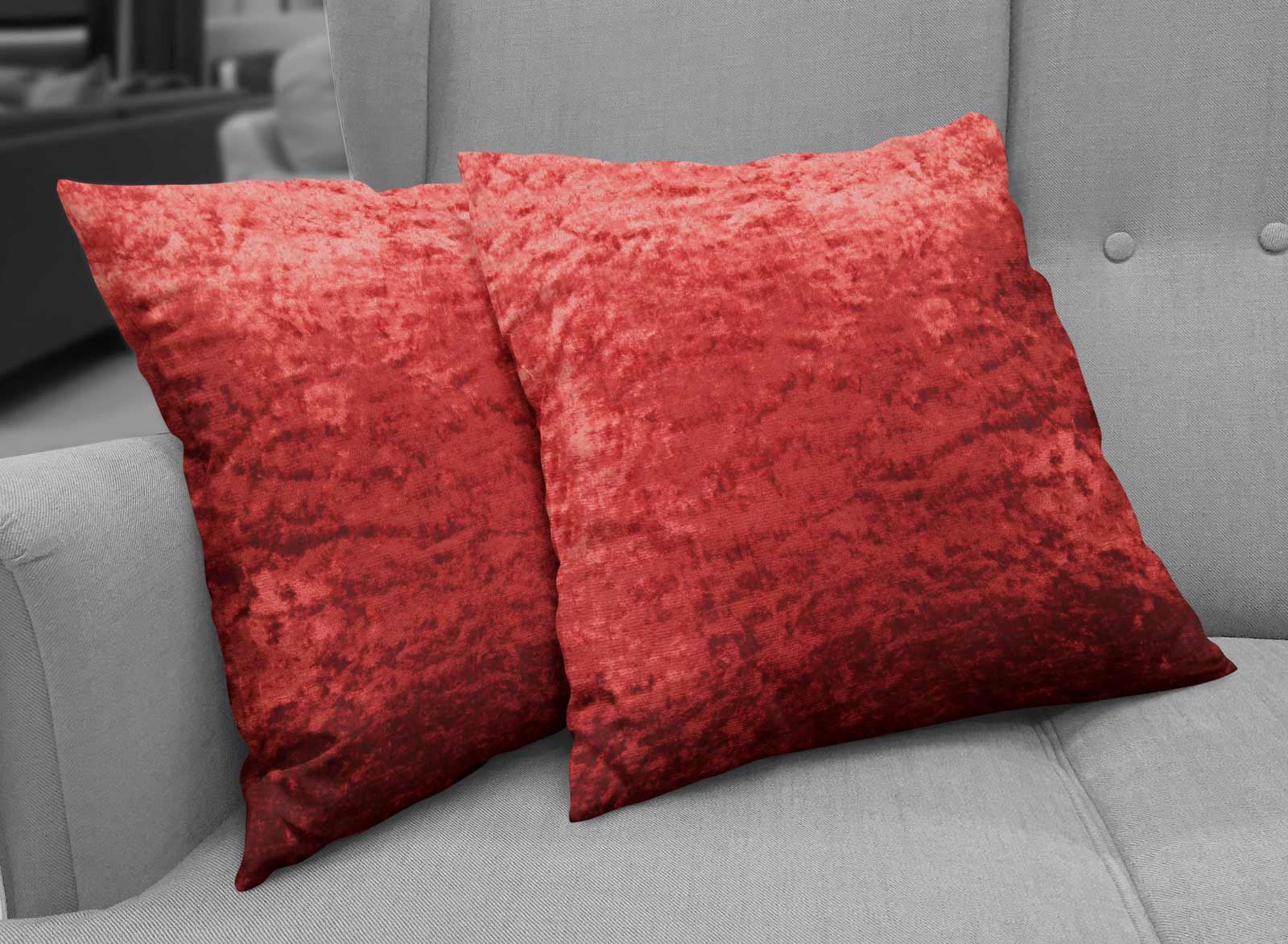 Pair of Crushed Velvet Cushion Covers Luxury Plush Plain 2 Pack Cover