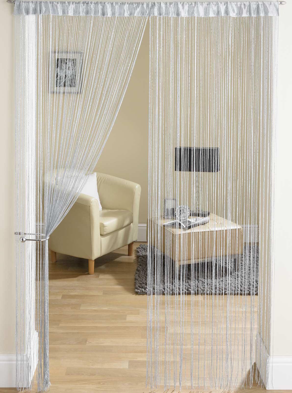 Glam String Door Curtain Panel Glitter Bling Voile Panel Cut to Size 35