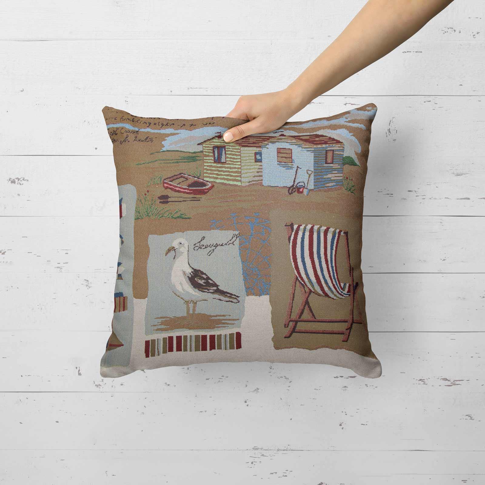 Tapestry Cushion Covers Seaside Beach Nautical Vintage Throw Cushions 18/" x 18/"
