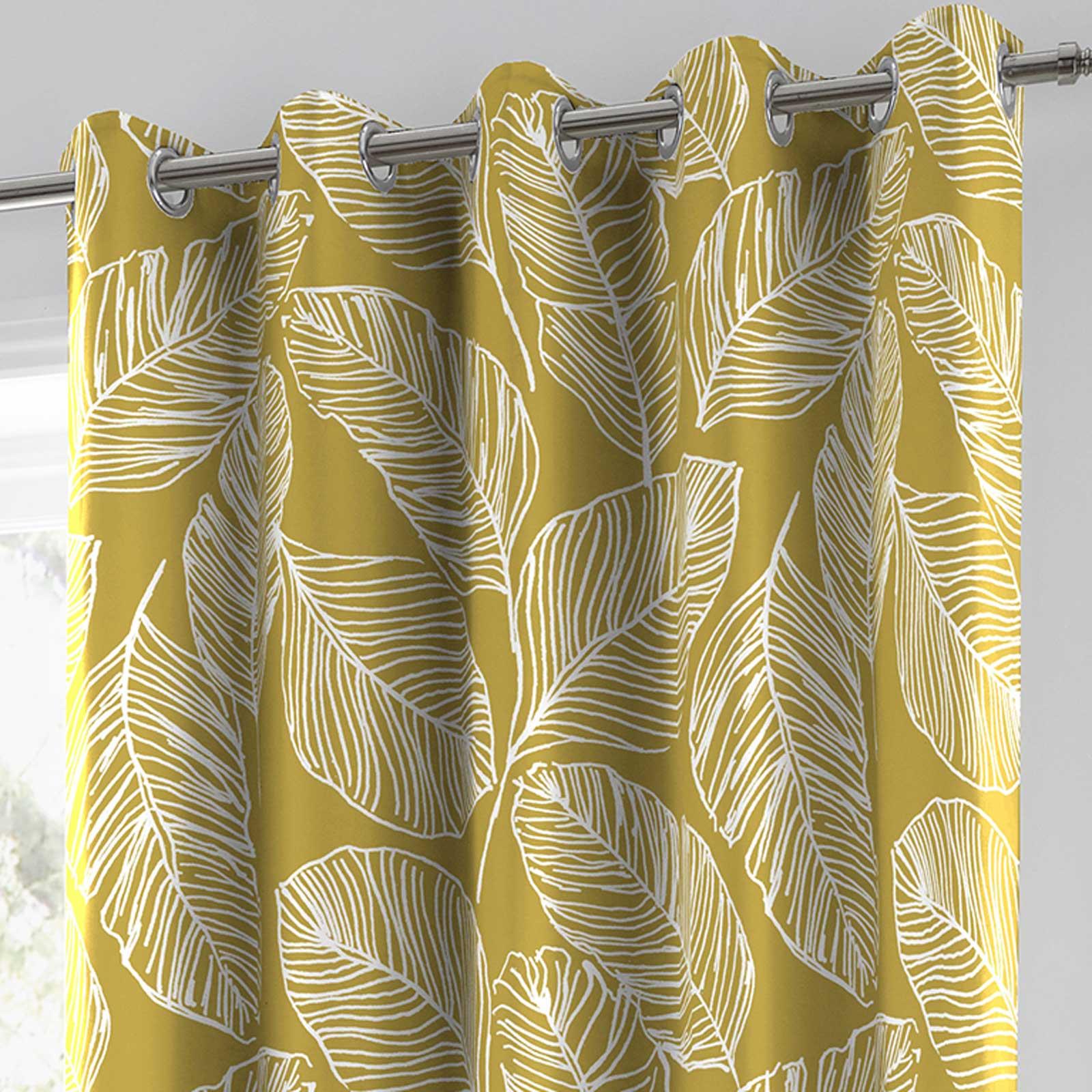Palm Leaf Eyelet Curtains Matteo Tropical Ready Made Lined Ring Top