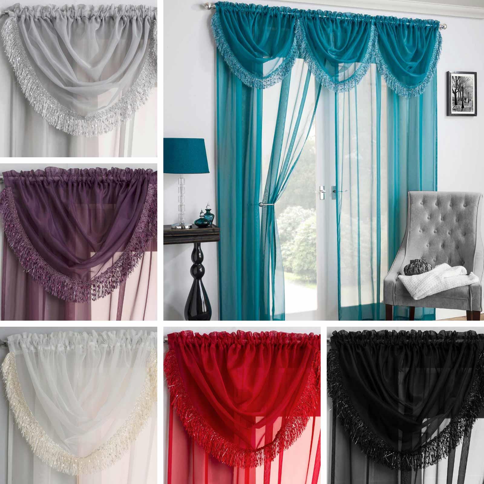 New Ready Made Plain Tassel Voile Swag Swags Net Curtain Pelmet Valance Drape New Ready Made Plain Tassel Voile Swag Swags Net Curtain Pelmet Valance Drape