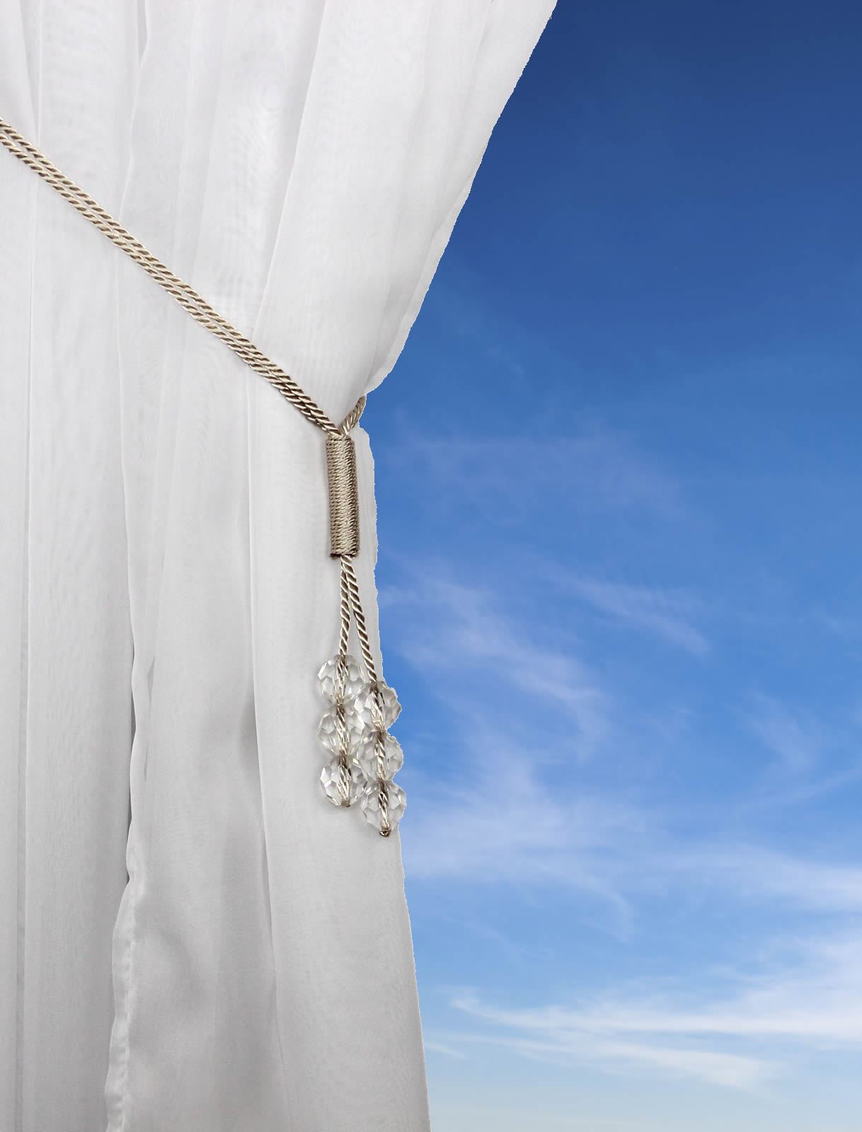 Crystal Beaded Tie Backs Tsar Cord Curtain Tieback Voile Hold Backs All