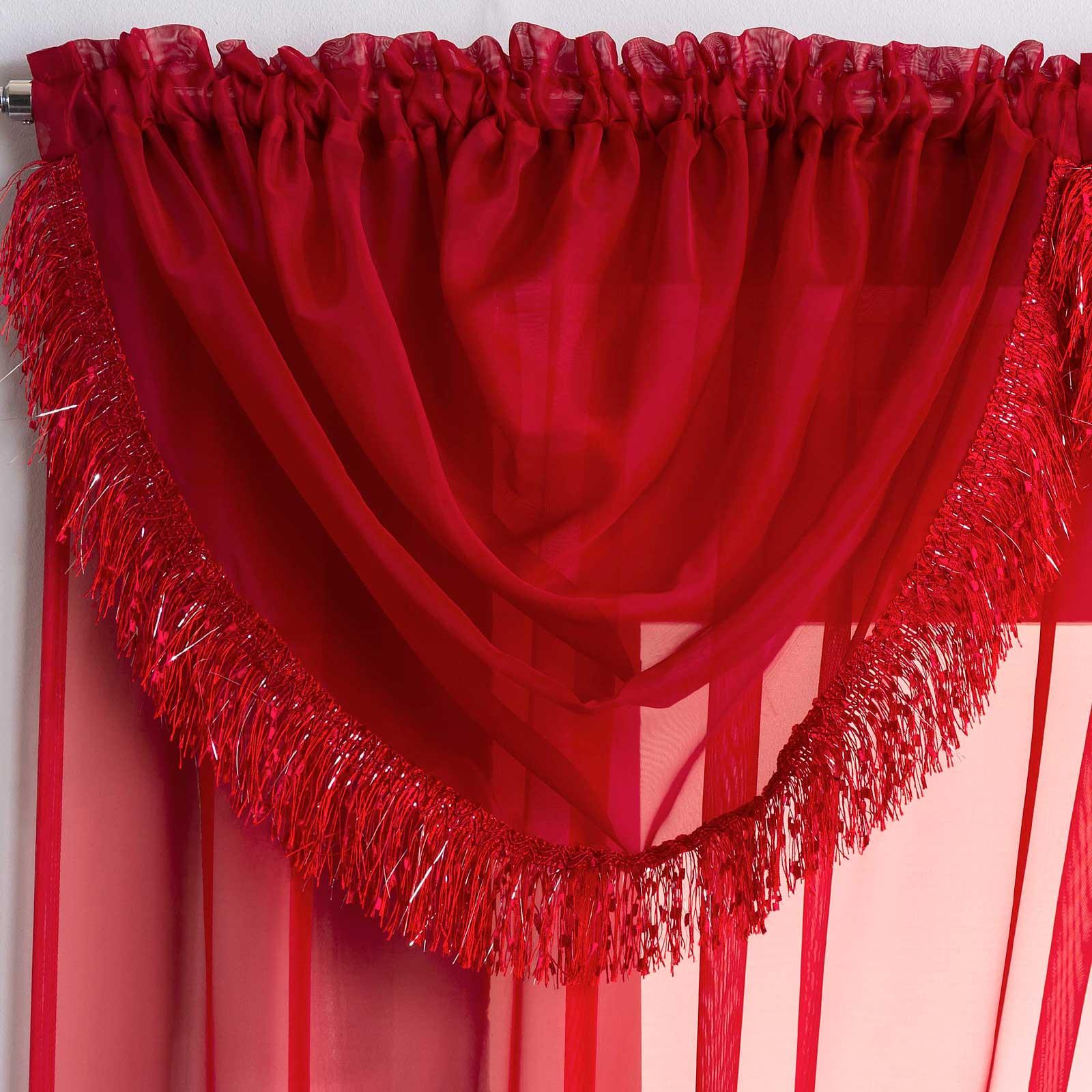 Fringed Voile Swags Savannah Sparkle Tassel Trim Bling Valance Pelmet Curtains Fringed Voile Swags Savannah Sparkle Tassel Trim Bling Valance Pelmet Curtains