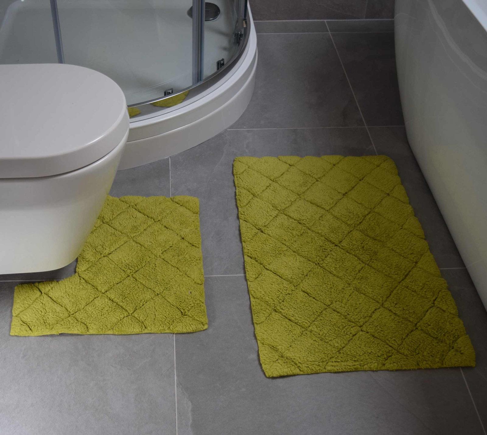 2 Piece Bath Mat Pedestal Set Diamond 100 Cotton Bath Toilet Bathroom