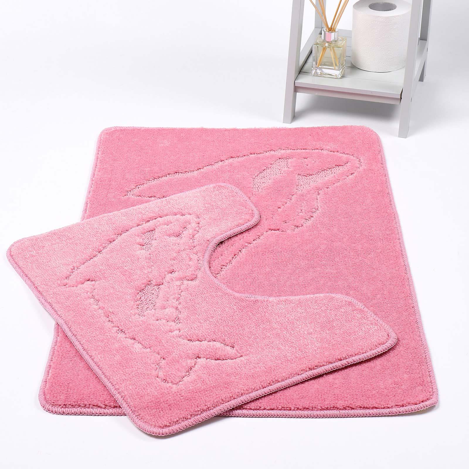 Non Slip 2 Piece Bath Mat Sets Dolphin Super Soft Bathroom Shower