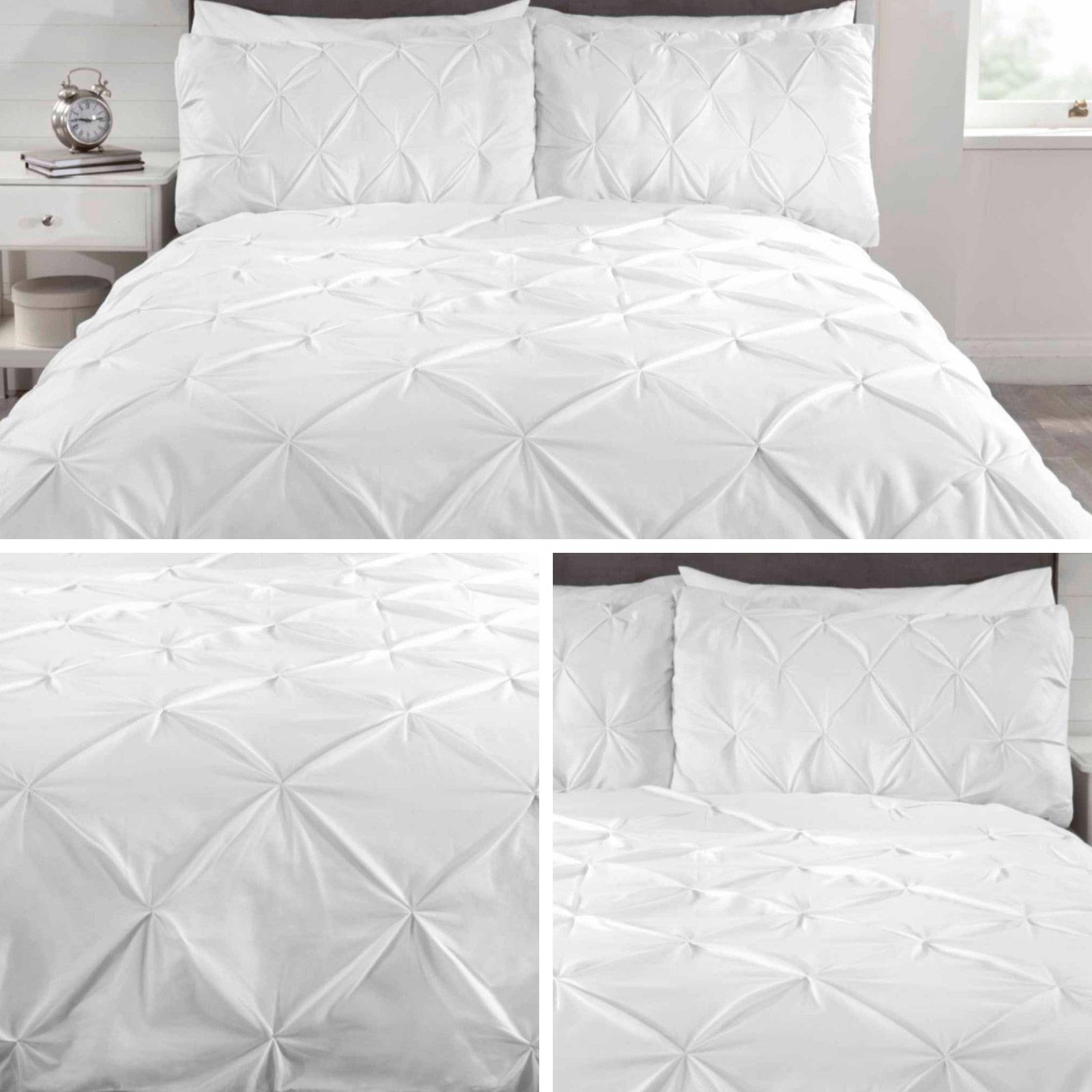 Diamond Pintuck Premium Duvet Quilt Cover Ruffle Bedding Set