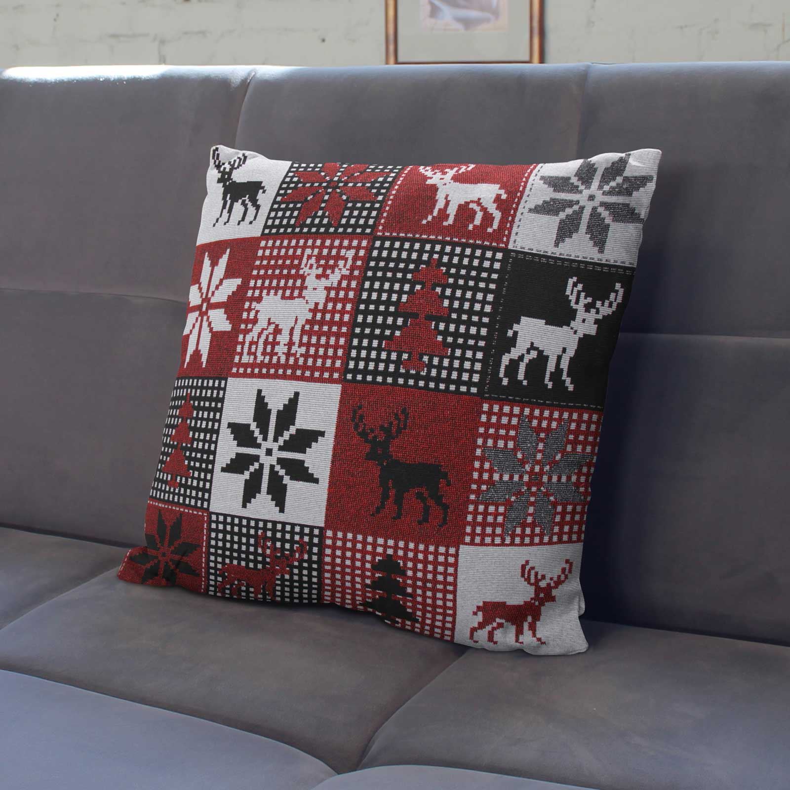 Christmas Cushion Cover Luxury Festive Xmas Chenille Tapestry Cushion