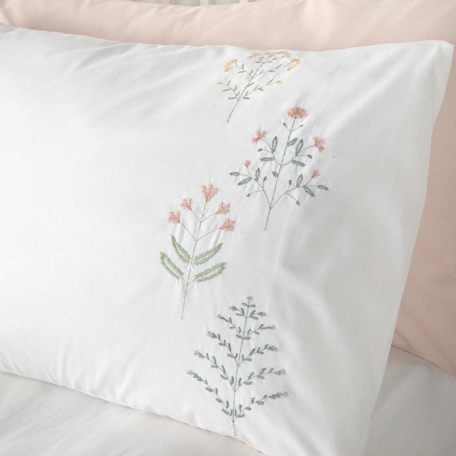 White Duvet Covers Green Embroidered Floral Fern Stitch Quilt Cover Bedding Sets Ebay