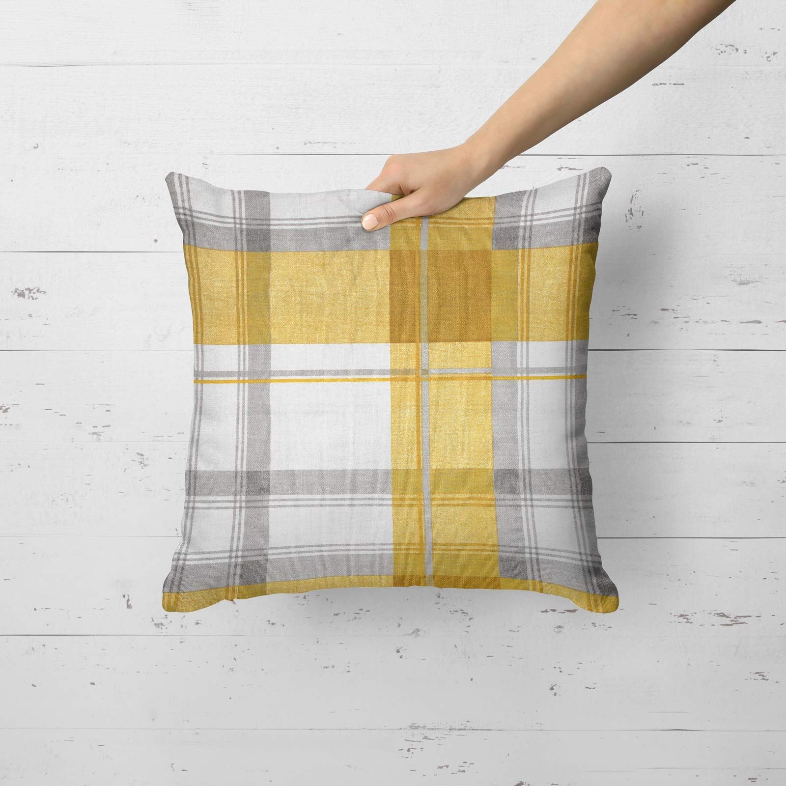 Grey Ochre Mustard Cushion Cover Collection 17"/18" Covers Filled