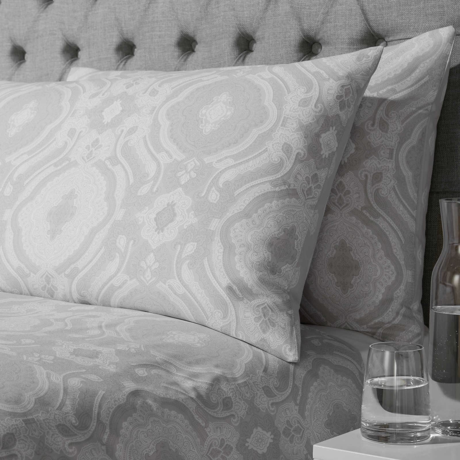 Silver Duvet Cover Grey Printed / Jacquard Quilt Set Bedding Covers