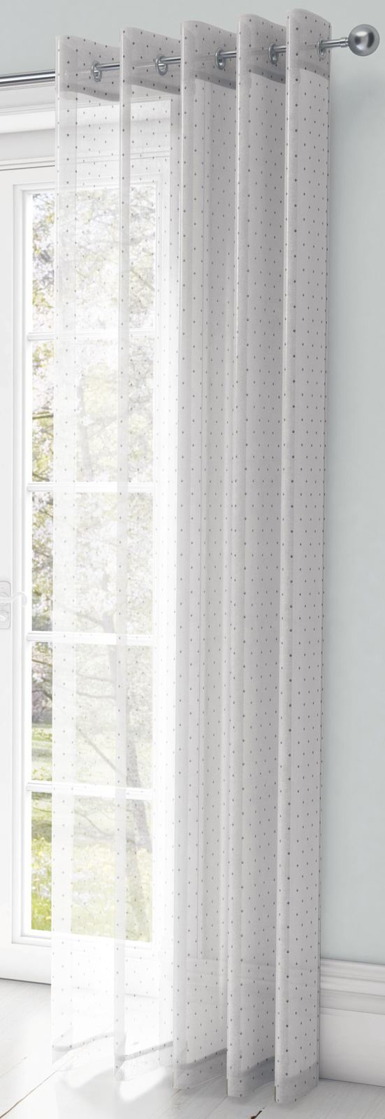 Chicago Eyelet Voile Curtains Sparkle Metallic Ring Top Sheer Curtain