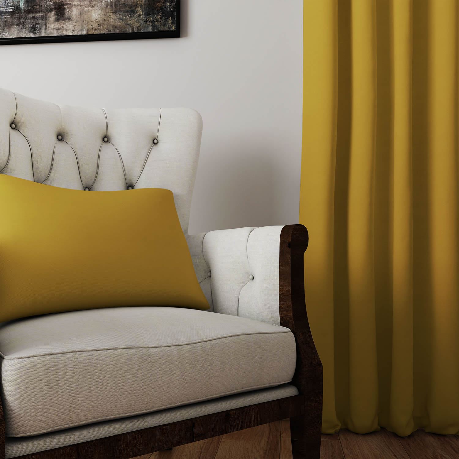 Mustard Eyelet Curtain Pairs Yellow Ochre Ring Top Lined Ready Made Curtains eBay