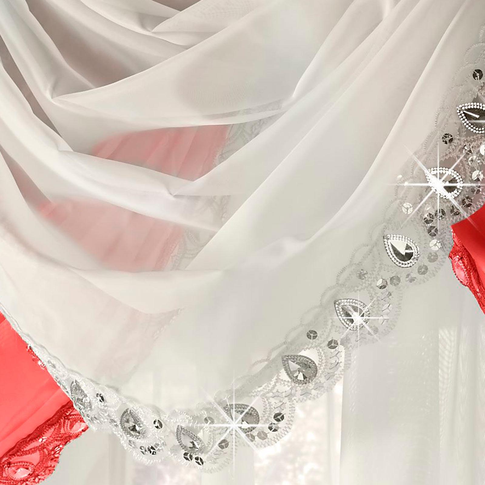 Jewelled Voile Swags Crystal Bling Gem Trim Sparkle Valance Pelmet