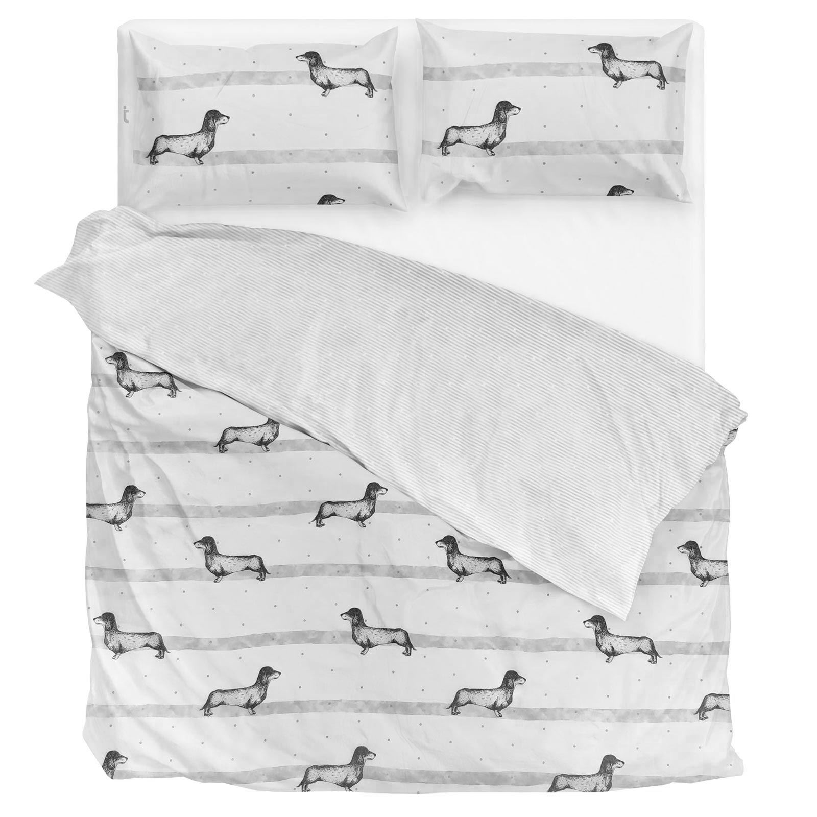 Duvet Covers Sausage Dog Daschund Print Easy Care Quilt Bedding Sets
