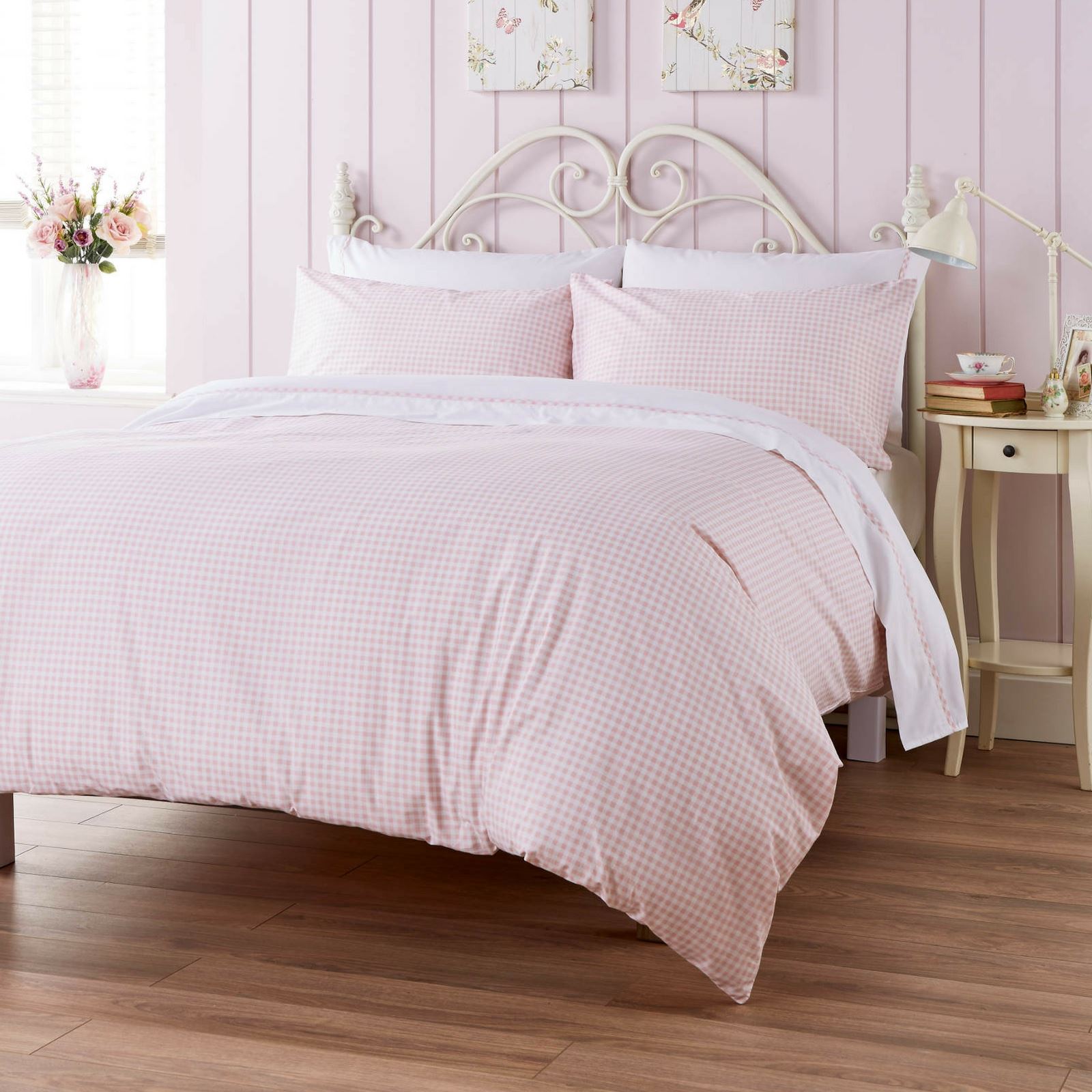 DITTON HILL KITTY LUXURY GINGHAM CHECK DUVET COVER 100 COTTON QUILT SET