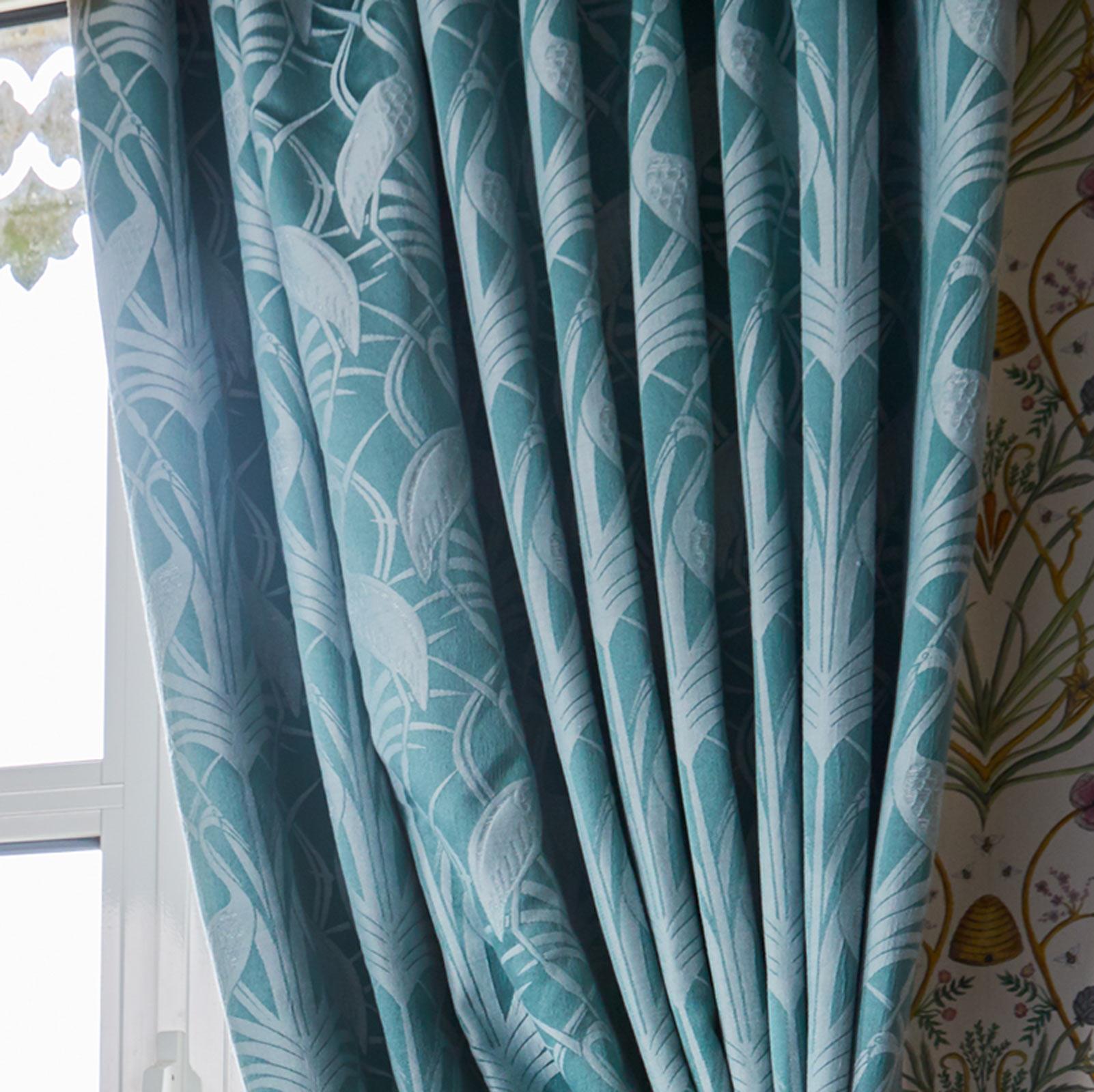 The Chateau Angel Strawbridge Teal Curtains Deco Heron Tape Top Ready