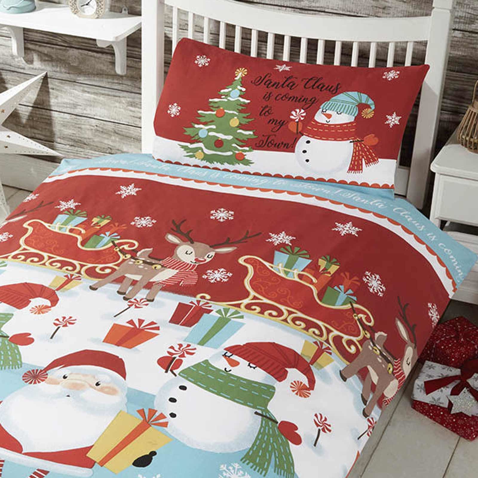 Christmas Duvet Covers Xmas Kids Childrens Red Quilt Cover Bedding Sets