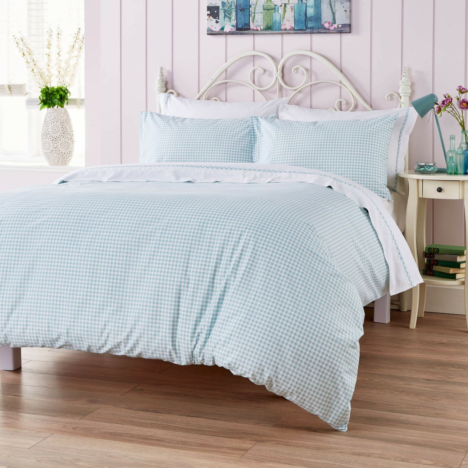 DITTON HILL KITTY LUXURY GINGHAM CHECK DUVET COVER 100 COTTON QUILT