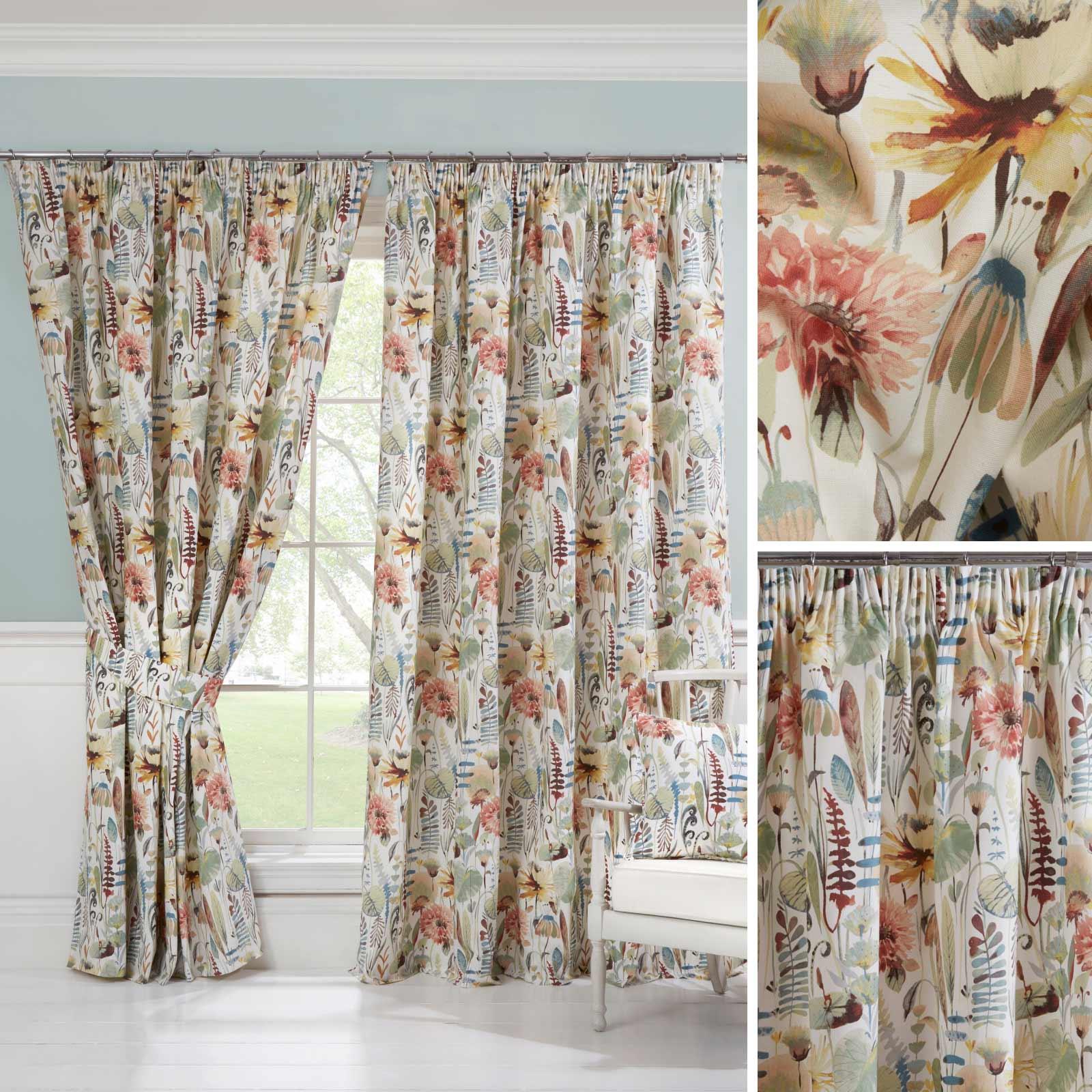 Custom Pinch Pleat Curtains In Lovely, Bright, Floral Pattern