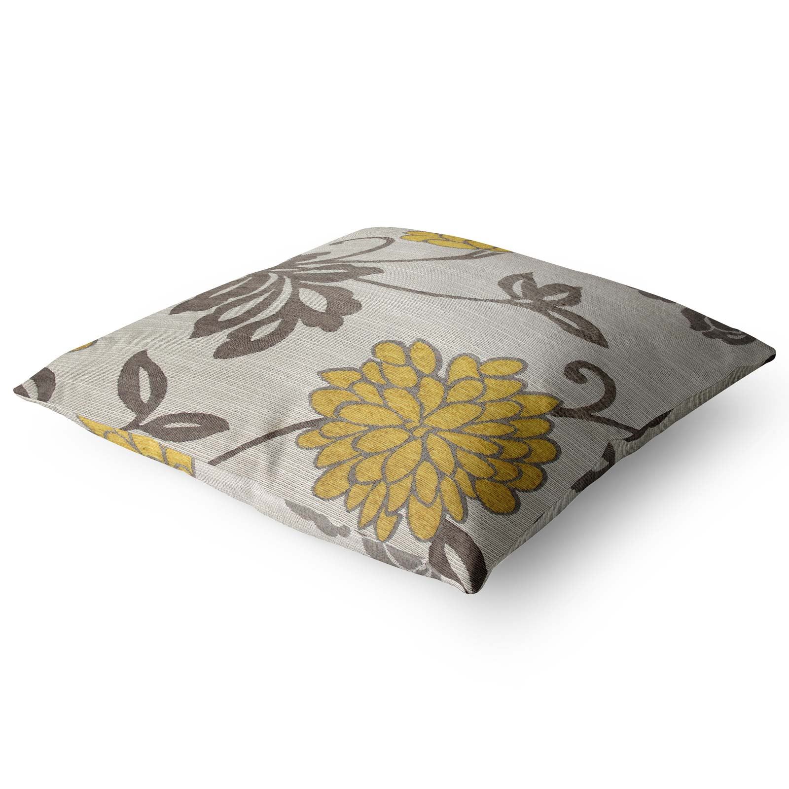 LUXURY BLUE CHARCOAL CHENILLE WOVEN FLORAL STRIPE REVERSIBLE CUSHION COVER 18/"